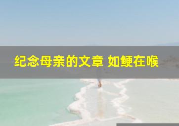 纪念母亲的文章 如鲠在喉